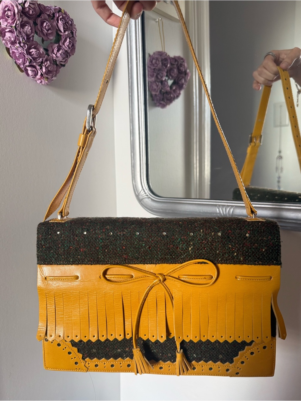 Moschino Yellow Fringe Shoulder Bag